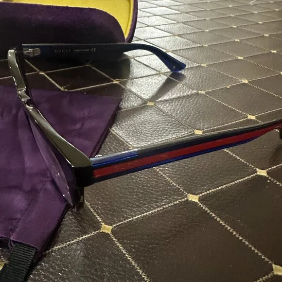 Authentic Gucci GG0005OZ 001 Eyeglass Frames — Black, Navy blue with Red Stripes - Picture 13 of 14